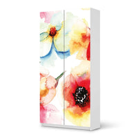 Klebefolie für Möbel Water Color Flowers - IKEA Pax Schrank 201 cm Höhe - 2 Türen - weiss
