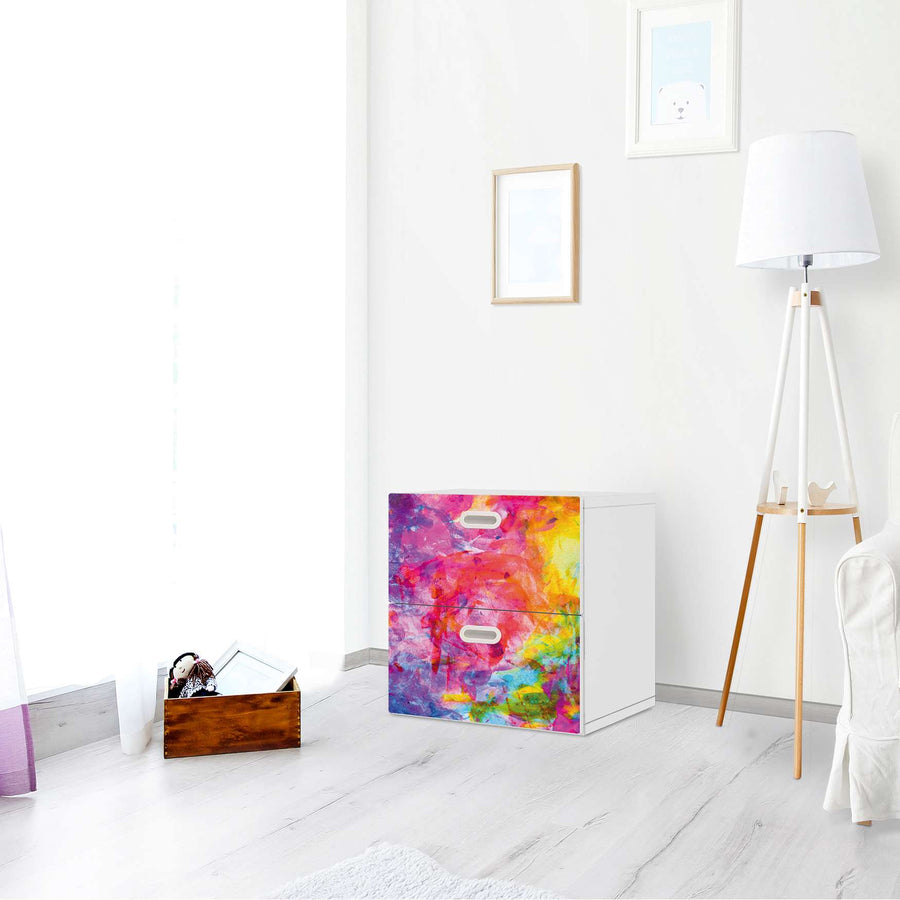 Klebefolie für Möbel Abstract Watercolor - IKEA Stuva / Fritids Kommode - 2 Schubladen - Kinderzimmer