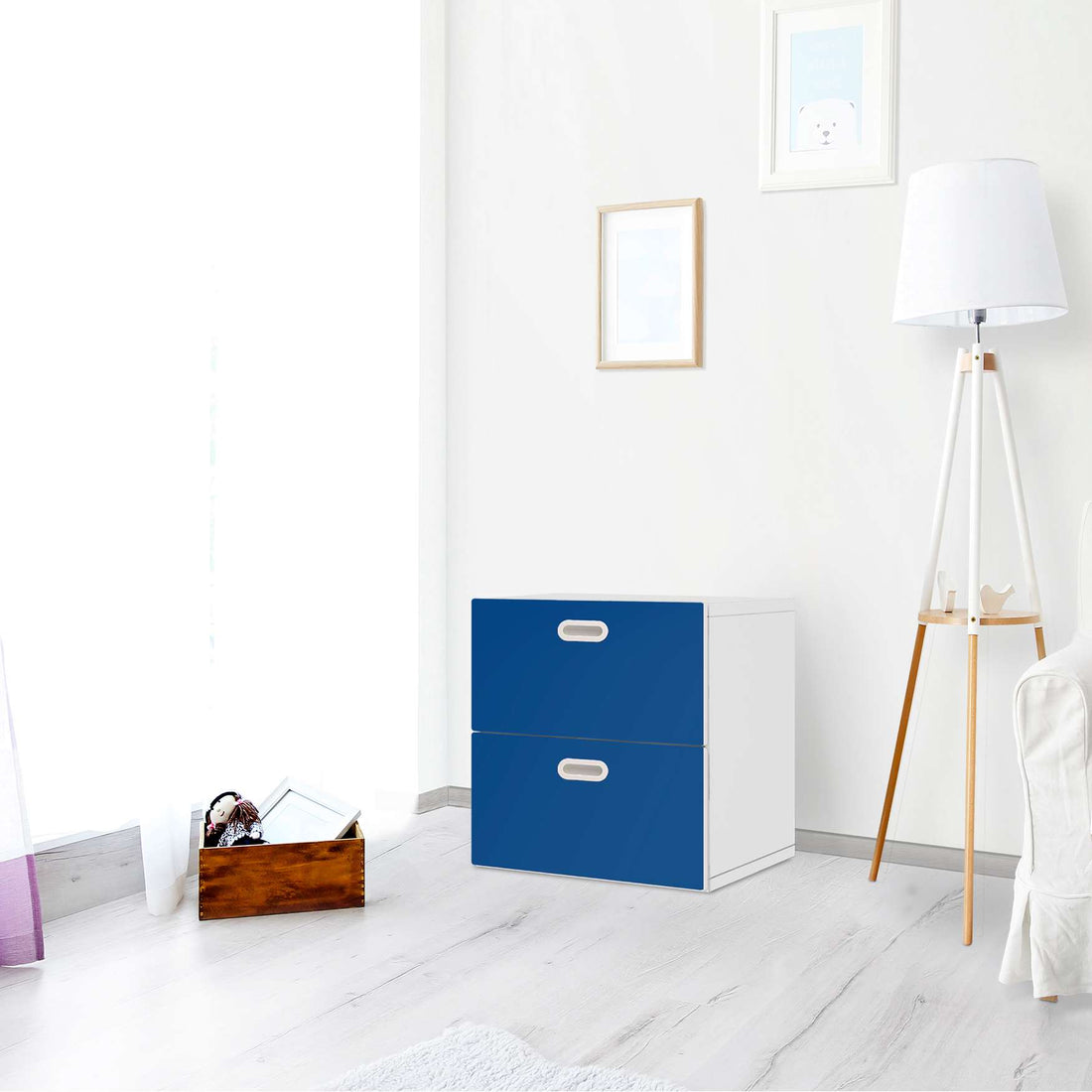 Klebefolie für Möbel Blau Dark - IKEA Stuva / Fritids Kommode - 2 Schubladen - Kinderzimmer