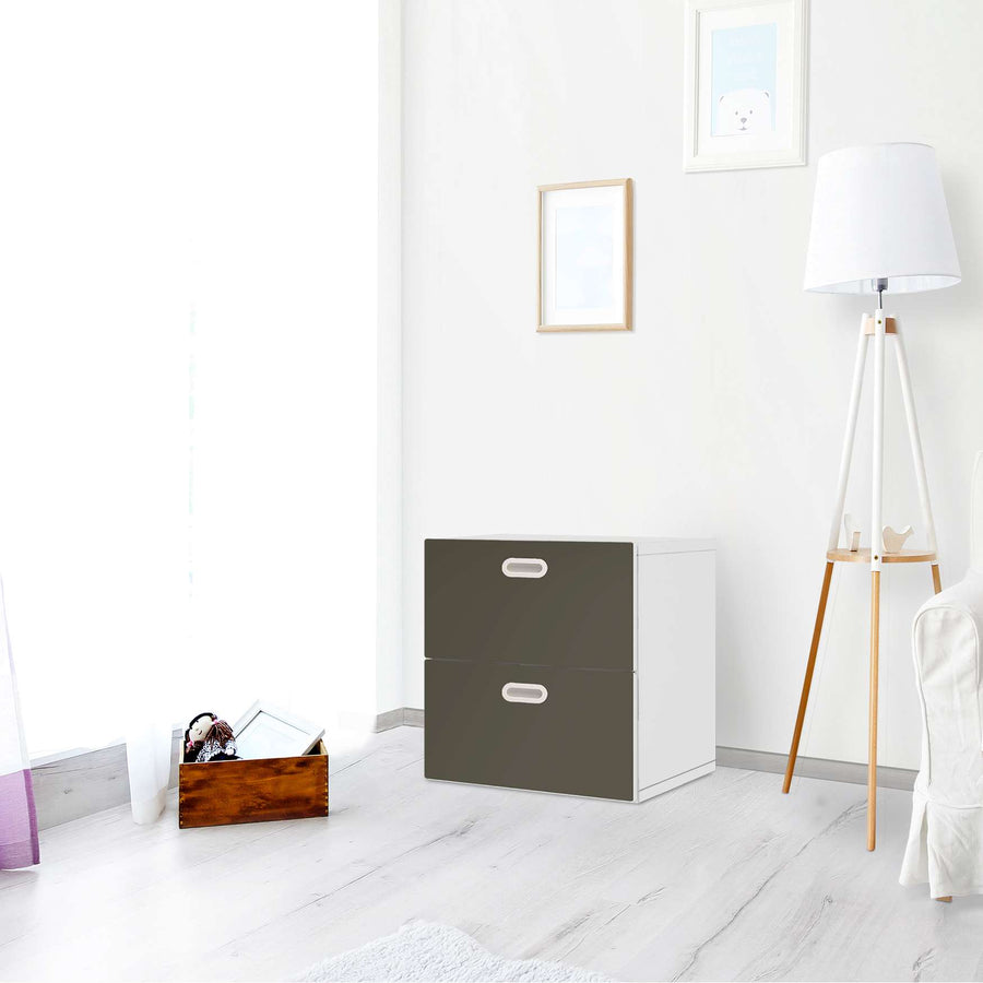 Klebefolie für Möbel Braungrau Dark - IKEA Stuva / Fritids Kommode - 2 Schubladen - Kinderzimmer