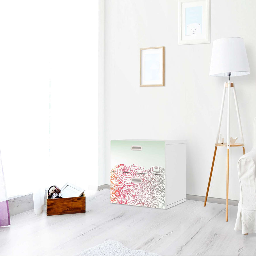 Klebefolie für Möbel Floral Doodle - IKEA Stuva / Fritids Kommode - 2 Schubladen - Kinderzimmer