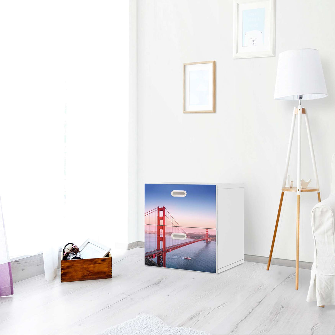 Klebefolie für Möbel Golden Gate - IKEA Stuva / Fritids Kommode - 2 Schubladen - Kinderzimmer