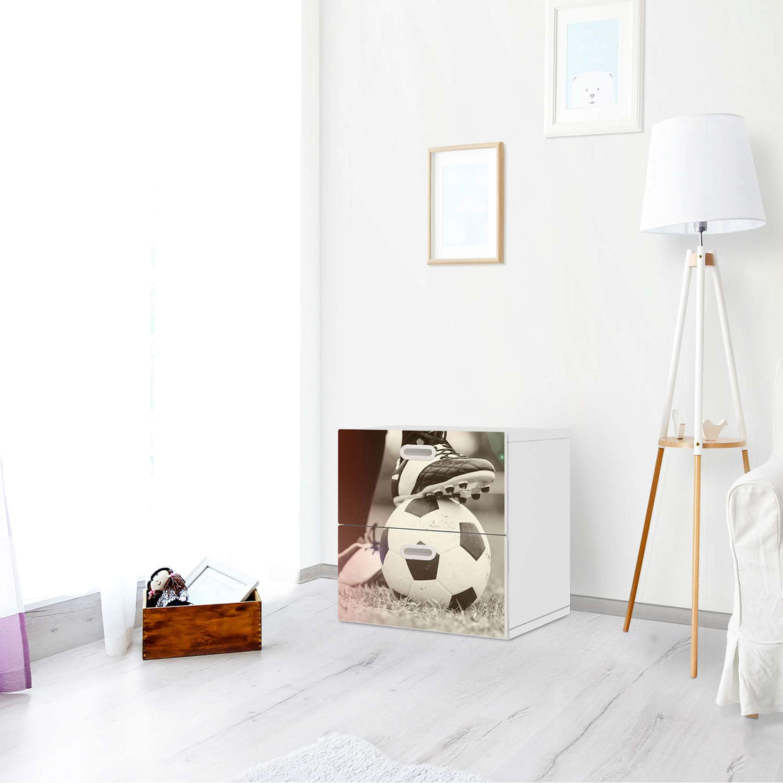 Klebefolie für Möbel Kick it - IKEA Stuva / Fritids Kommode - 2 Schubladen - Kinderzimmer