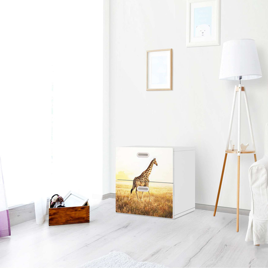 Klebefolie für Möbel Savanna Giraffe - IKEA Stuva / Fritids Kommode - 2 Schubladen - Kinderzimmer
