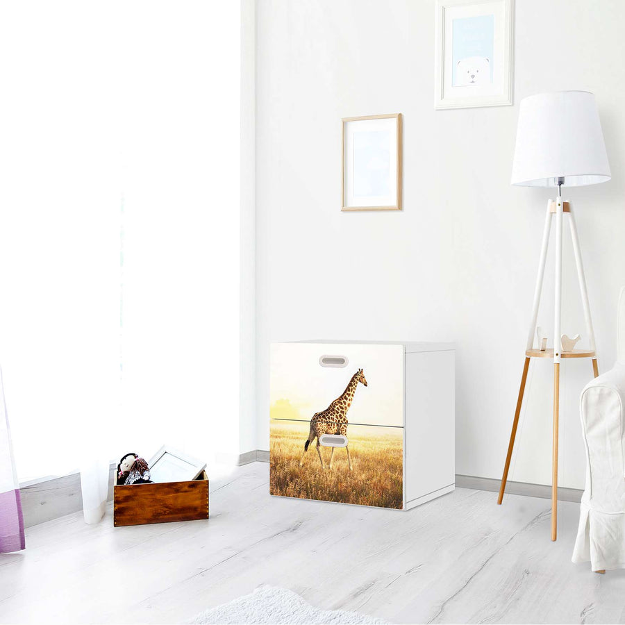 Klebefolie für Möbel Savanna Giraffe - IKEA Stuva / Fritids Kommode - 2 Schubladen - Kinderzimmer