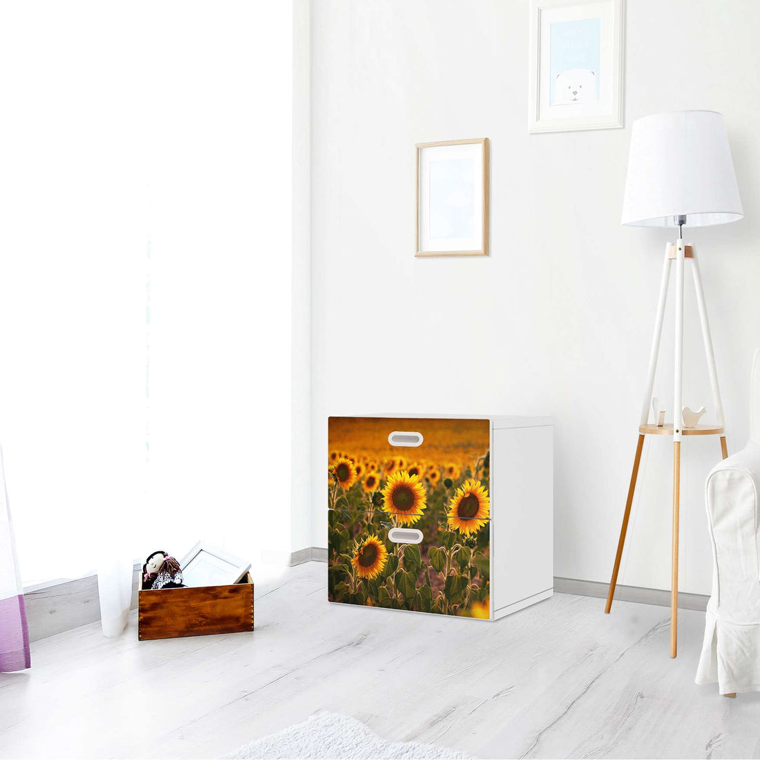 Klebefolie für Möbel Sunflowers - IKEA Stuva / Fritids Kommode - 2 Schubladen - Kinderzimmer