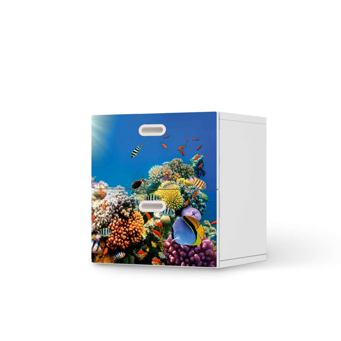 Klebefolie für Möbel Coral Reef - IKEA Stuva / Fritids Kommode - 2 Schubladen  - weiss