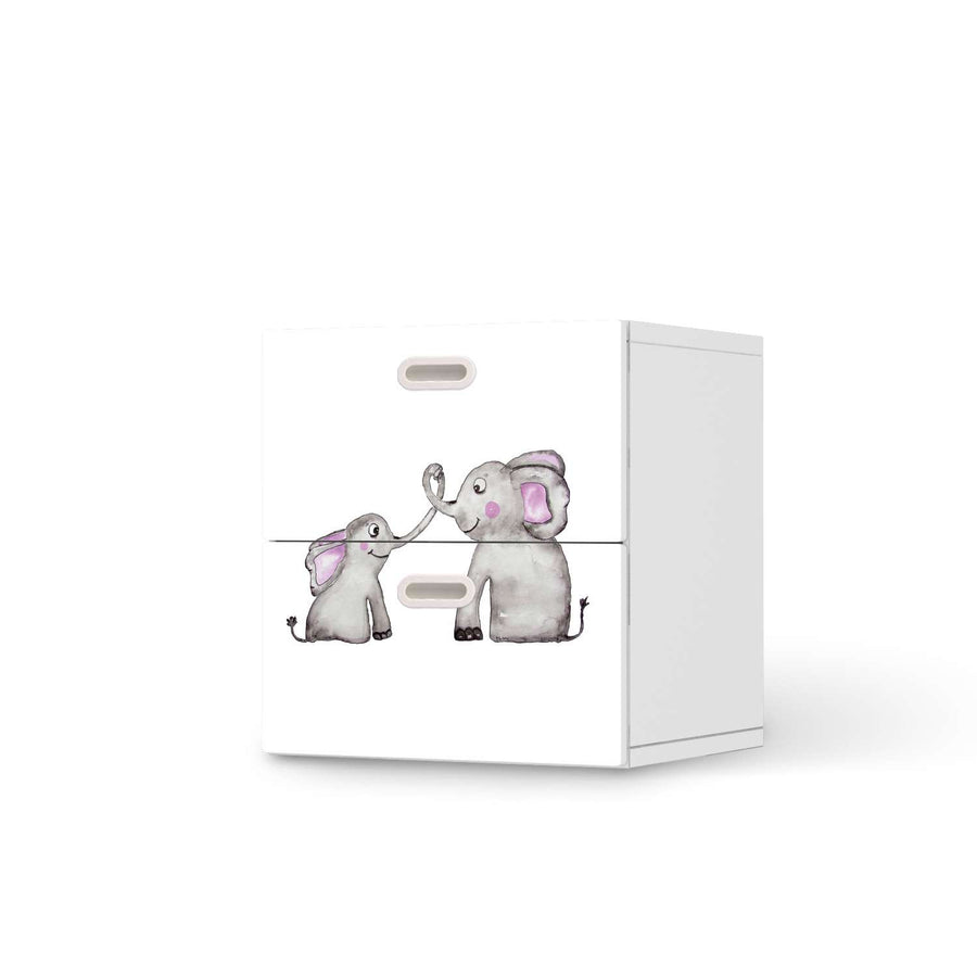 Klebefolie für Möbel Elefanten - IKEA Stuva / Fritids Kommode - 2 Schubladen  - weiss