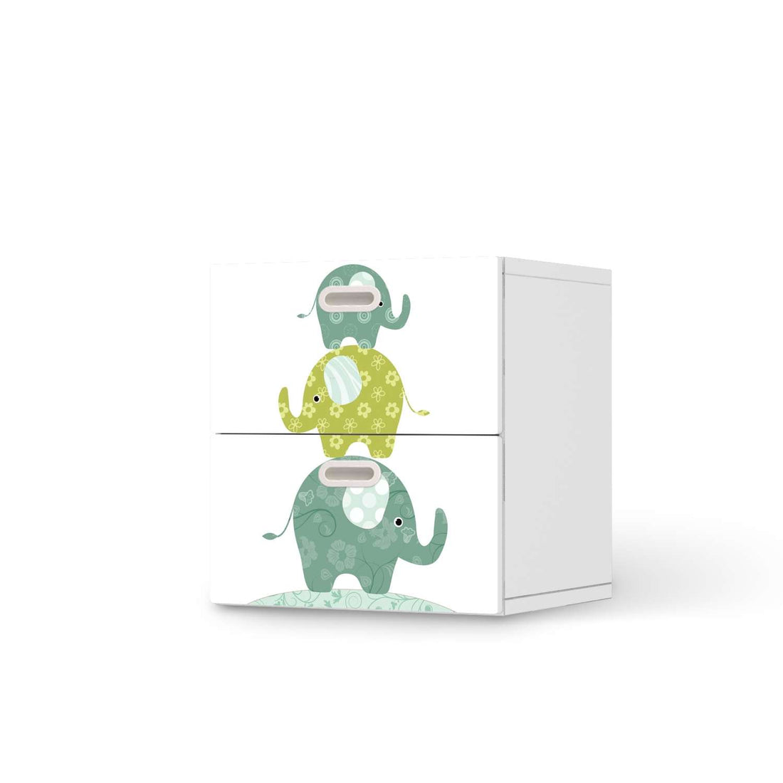 Klebefolie für Möbel Elephants - IKEA Stuva / Fritids Kommode - 2 Schubladen  - weiss