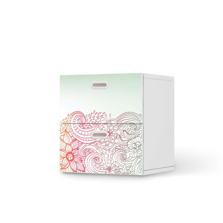 Klebefolie für Möbel Floral Doodle - IKEA Stuva / Fritids Kommode - 2 Schubladen  - weiss