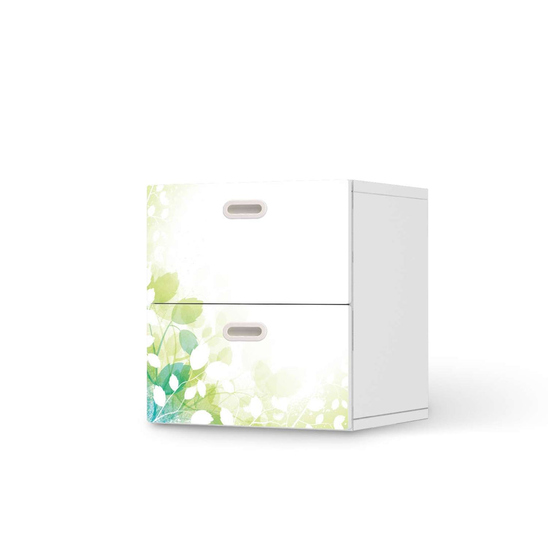 Klebefolie für Möbel Flower Light - IKEA Stuva / Fritids Kommode - 2 Schubladen  - weiss