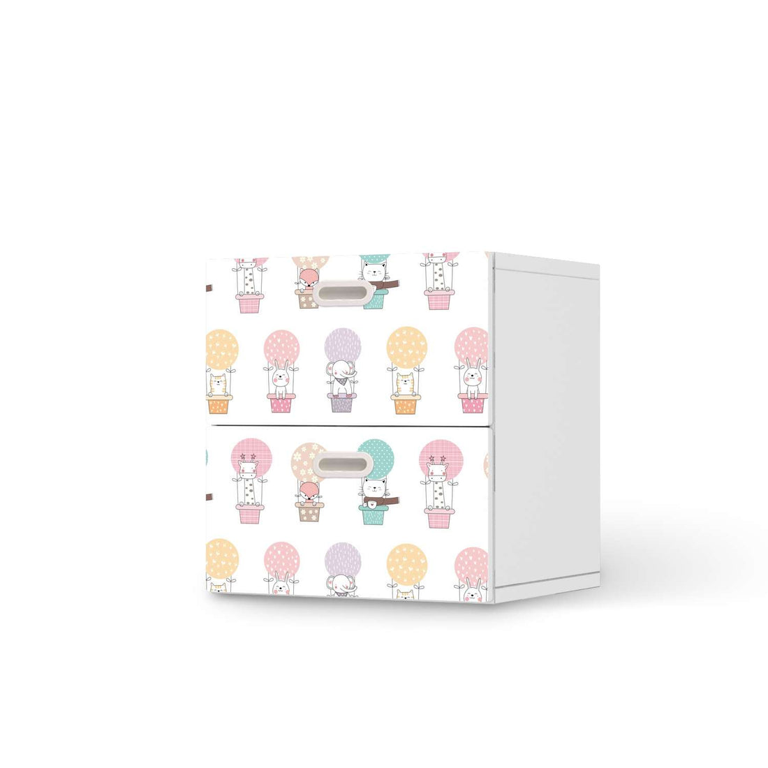 Klebefolie für Möbel Flying Animals - IKEA Stuva / Fritids Kommode - 2 Schubladen  - weiss