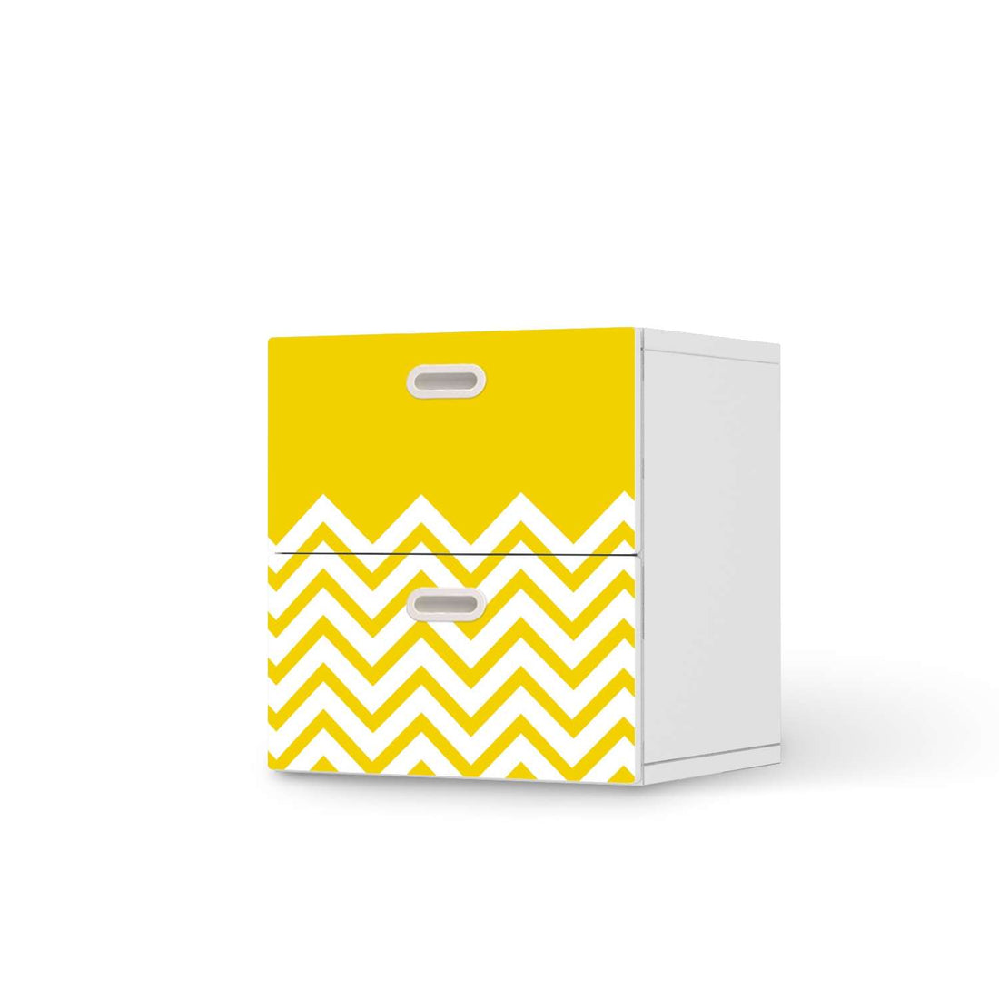 Klebefolie für Möbel Gelbe Zacken - IKEA Stuva / Fritids Kommode - 2 Schubladen  - weiss