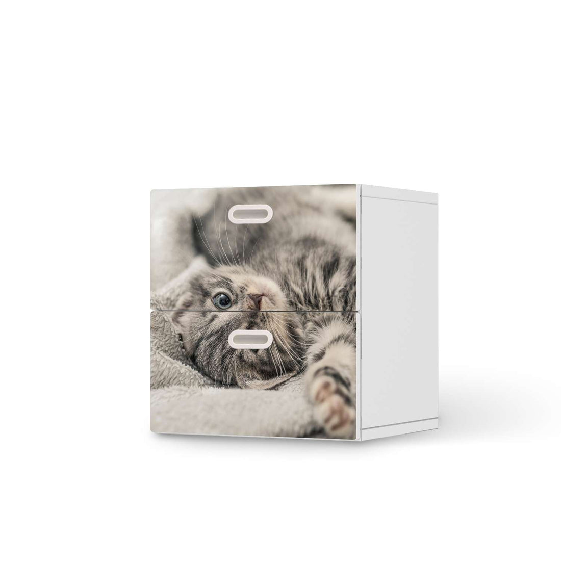 Klebefolie für Möbel Kitty the Cat - IKEA Stuva / Fritids Kommode - 2 Schubladen  - weiss