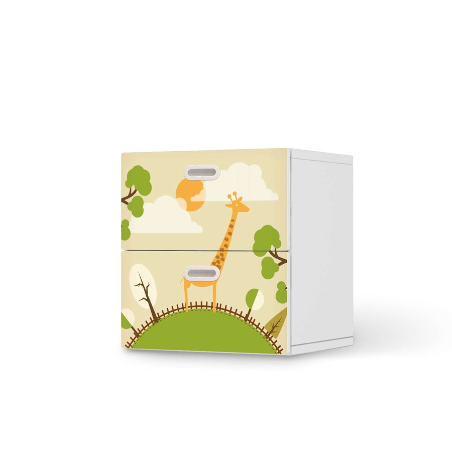 Klebefolie für Möbel Mountain Giraffe - IKEA Stuva / Fritids Kommode - 2 Schubladen  - weiss
