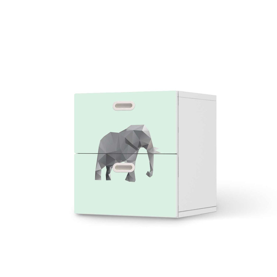 Klebefolie für Möbel Origami Elephant - IKEA Stuva / Fritids Kommode - 2 Schubladen  - weiss