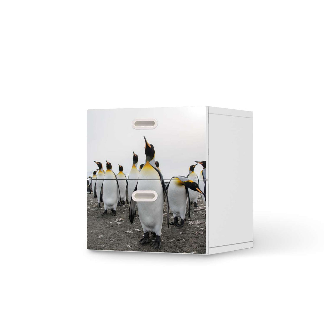 Klebefolie für Möbel Penguin Family - IKEA Stuva / Fritids Kommode - 2 Schubladen  - weiss