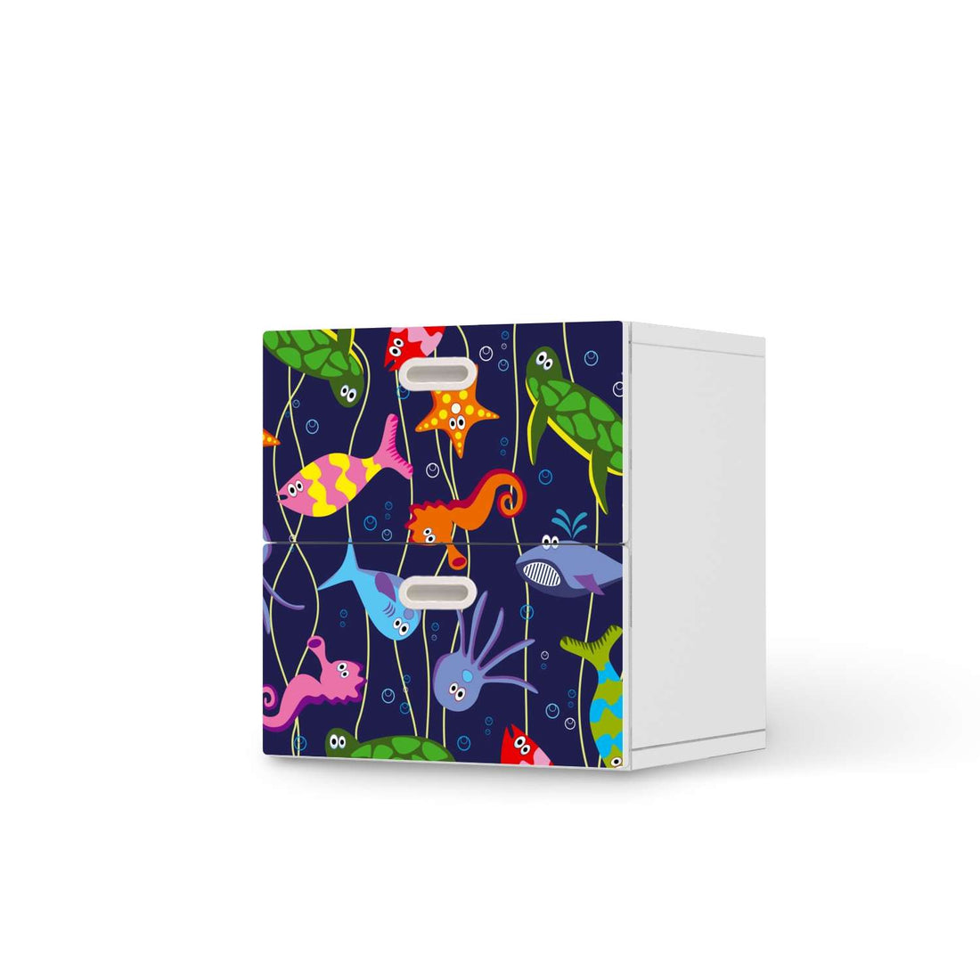 Klebefolie für Möbel Underwater Life - IKEA Stuva / Fritids Kommode - 2 Schubladen  - weiss