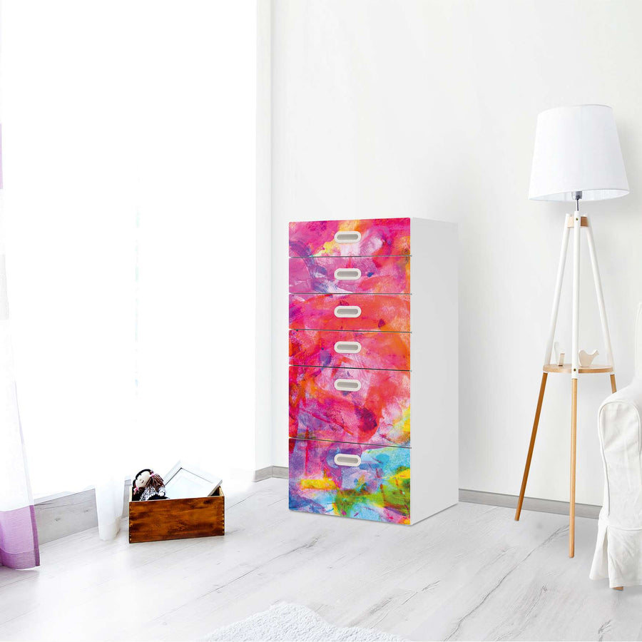 Klebefolie für Möbel Abstract Watercolor - IKEA Stuva / Fritids Kommode - 6 Schubladen - Kinderzimmer
