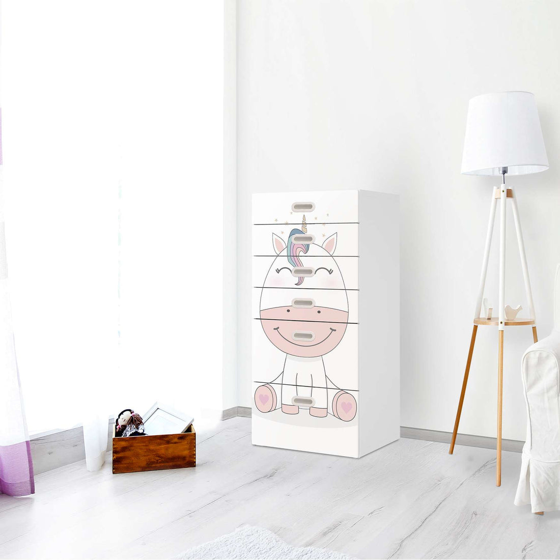 Klebefolie für Möbel Baby Unicorn - IKEA Stuva / Fritids Kommode - 6 Schubladen - Kinderzimmer