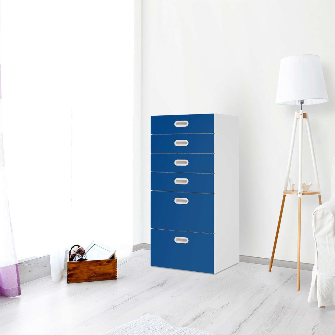 Klebefolie für Möbel Blau Dark - IKEA Stuva / Fritids Kommode - 6 Schubladen - Kinderzimmer