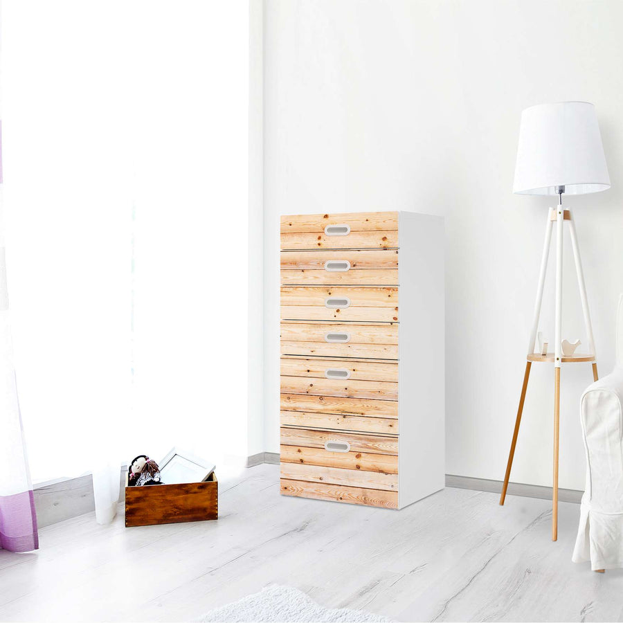 Klebefolie für Möbel Bright Planks - IKEA Stuva / Fritids Kommode - 6 Schubladen - Kinderzimmer