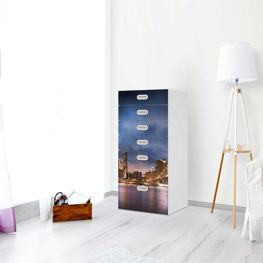 Klebefolie für Möbel Brooklyn Bridge - IKEA Stuva / Fritids Kommode - 6 Schubladen - Kinderzimmer