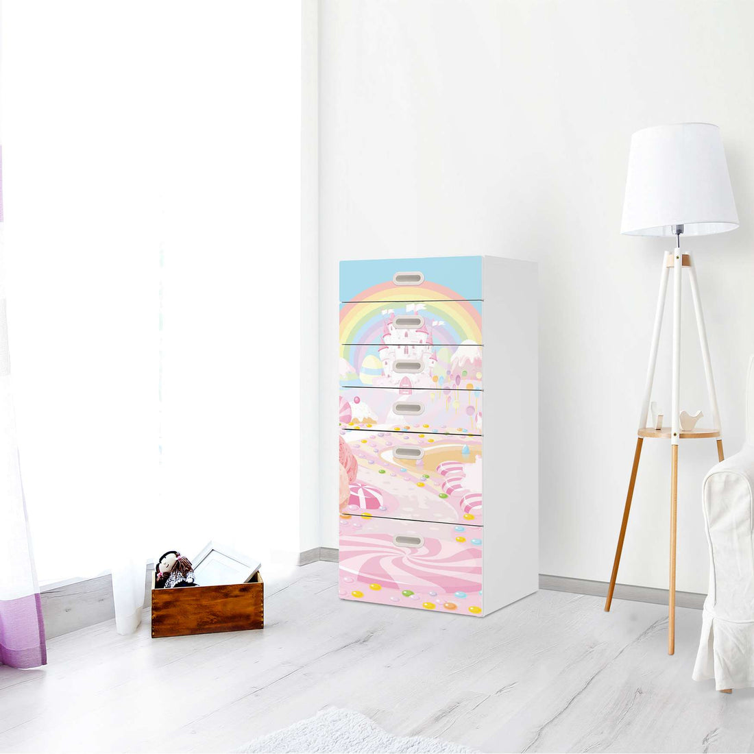 Klebefolie für Möbel Candyland - IKEA Stuva / Fritids Kommode - 6 Schubladen - Kinderzimmer