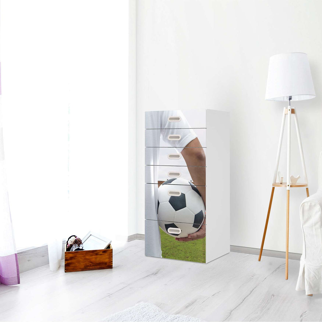 Klebefolie für Möbel Footballmania - IKEA Stuva / Fritids Kommode - 6 Schubladen - Kinderzimmer