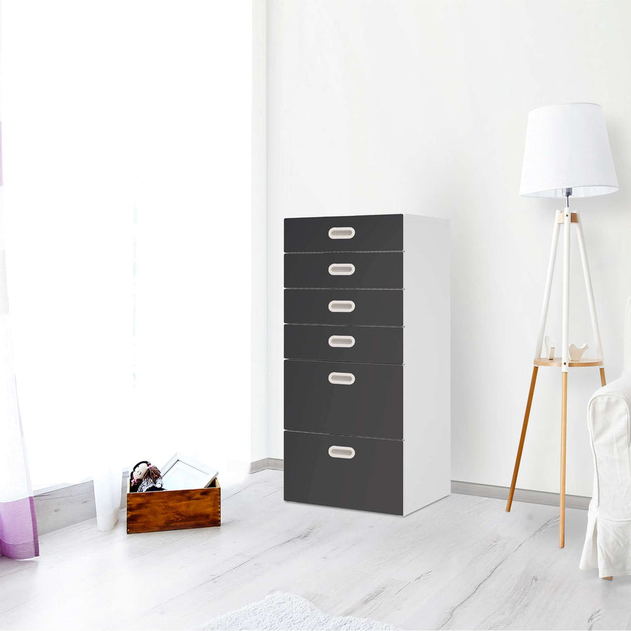 Klebefolie für Möbel Grau Dark - IKEA Stuva / Fritids Kommode - 6 Schubladen - Kinderzimmer