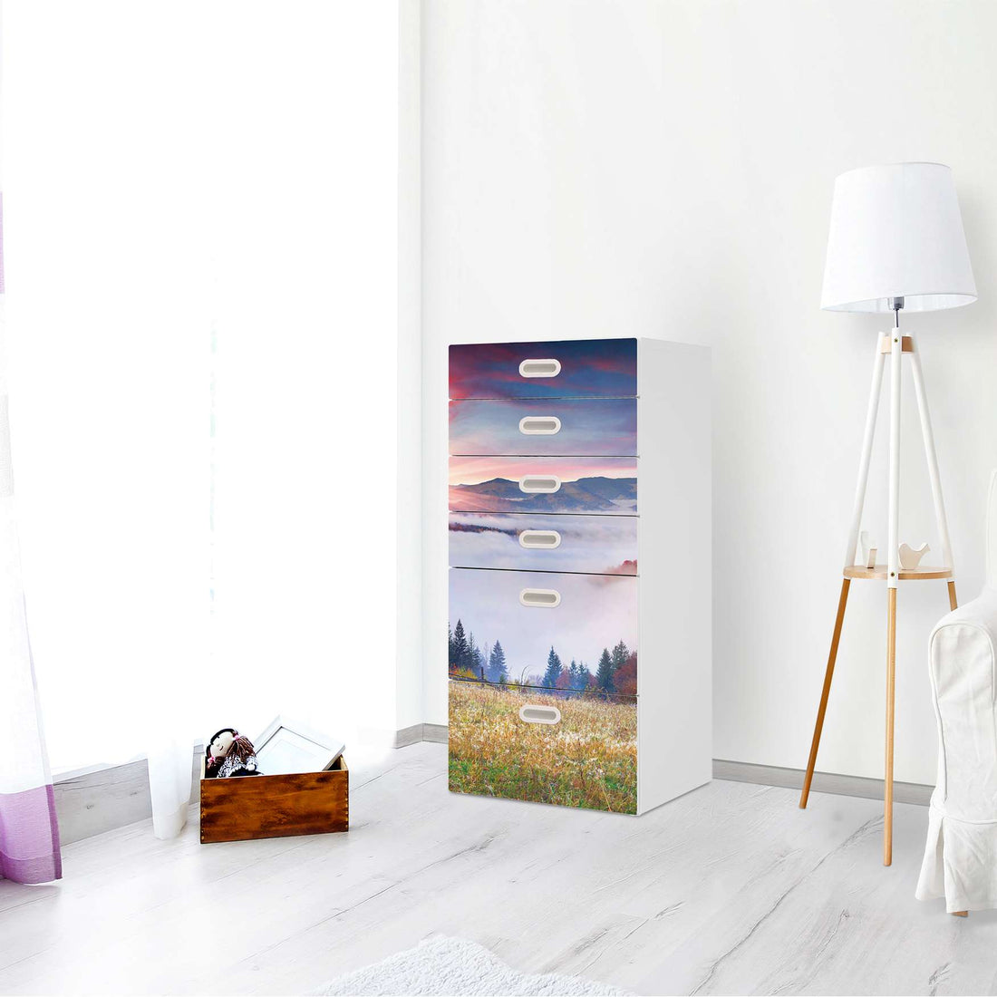 Klebefolie für Möbel Herbstwald - IKEA Stuva / Fritids Kommode - 6 Schubladen - Kinderzimmer