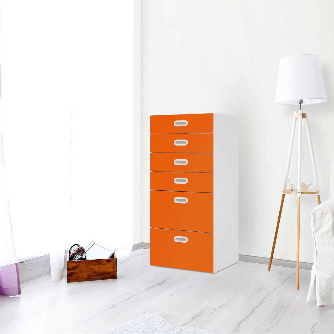 Klebefolie für Möbel Orange Dark - IKEA Stuva / Fritids Kommode - 6 Schubladen - Kinderzimmer