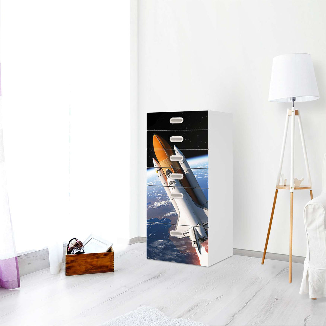Klebefolie für Möbel Space Traveller - IKEA Stuva / Fritids Kommode - 6 Schubladen - Kinderzimmer