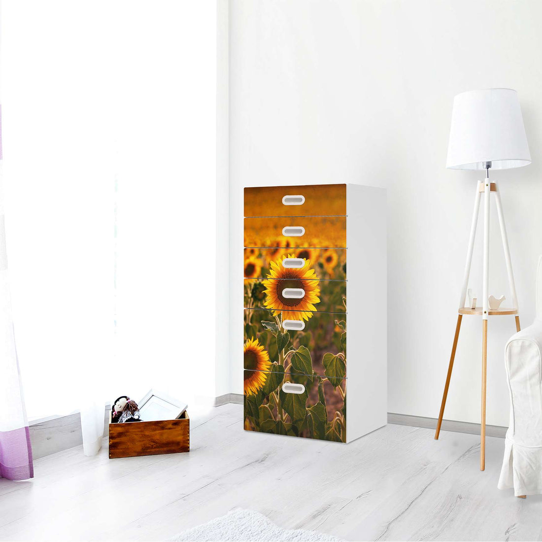 Klebefolie für Möbel Sunflowers - IKEA Stuva / Fritids Kommode - 6 Schubladen - Kinderzimmer