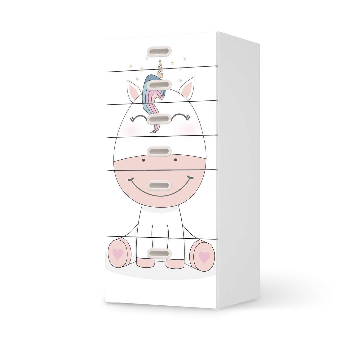 Klebefolie für Möbel Baby Unicorn - IKEA Stuva / Fritids Kommode - 6 Schubladen  - weiss