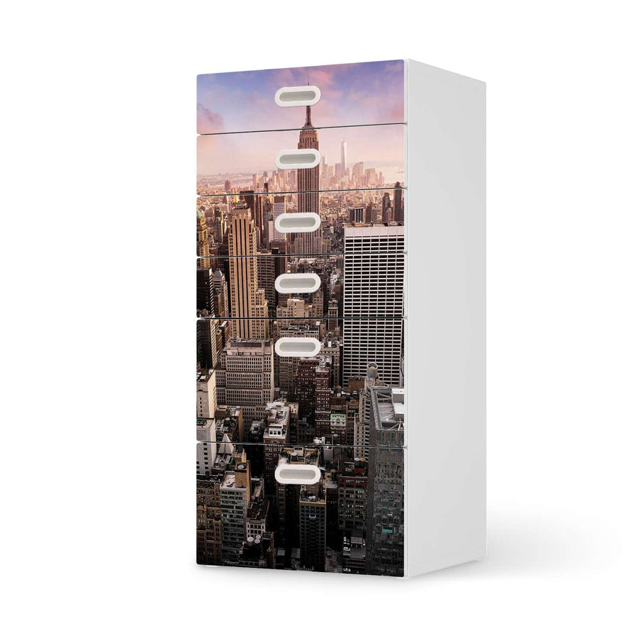 Klebefolie für Möbel Big Apple - IKEA Stuva / Fritids Kommode - 6 Schubladen  - weiss