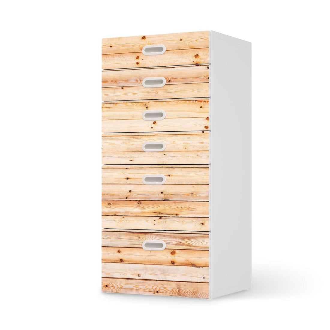 Klebefolie für Möbel Bright Planks - IKEA Stuva / Fritids Kommode - 6 Schubladen  - weiss