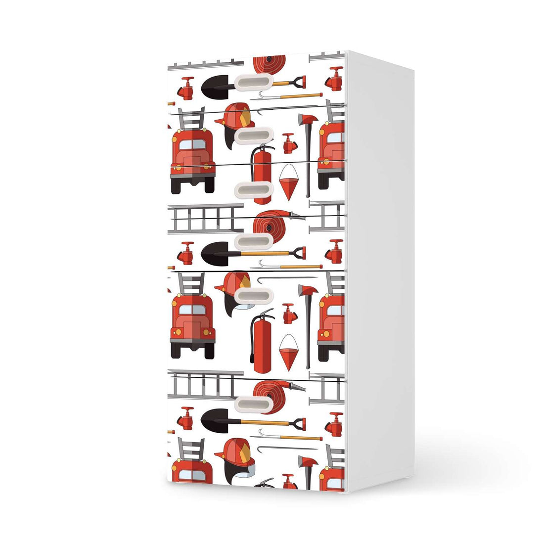 Klebefolie für Möbel Firefighter - IKEA Stuva / Fritids Kommode - 6 Schubladen  - weiss