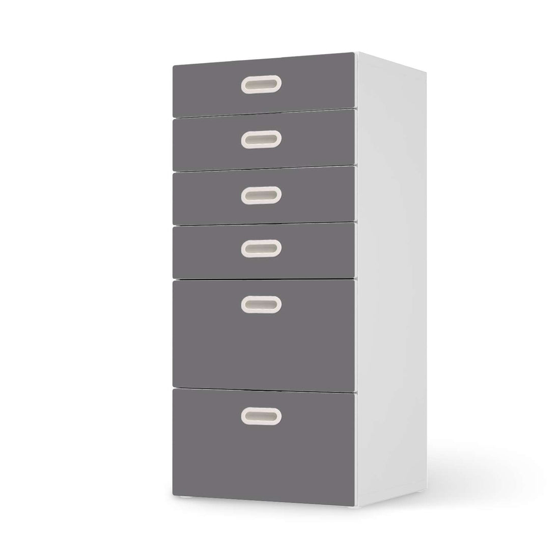 Klebefolie für Möbel Grau Light - IKEA Stuva / Fritids Kommode - 6 Schubladen  - weiss