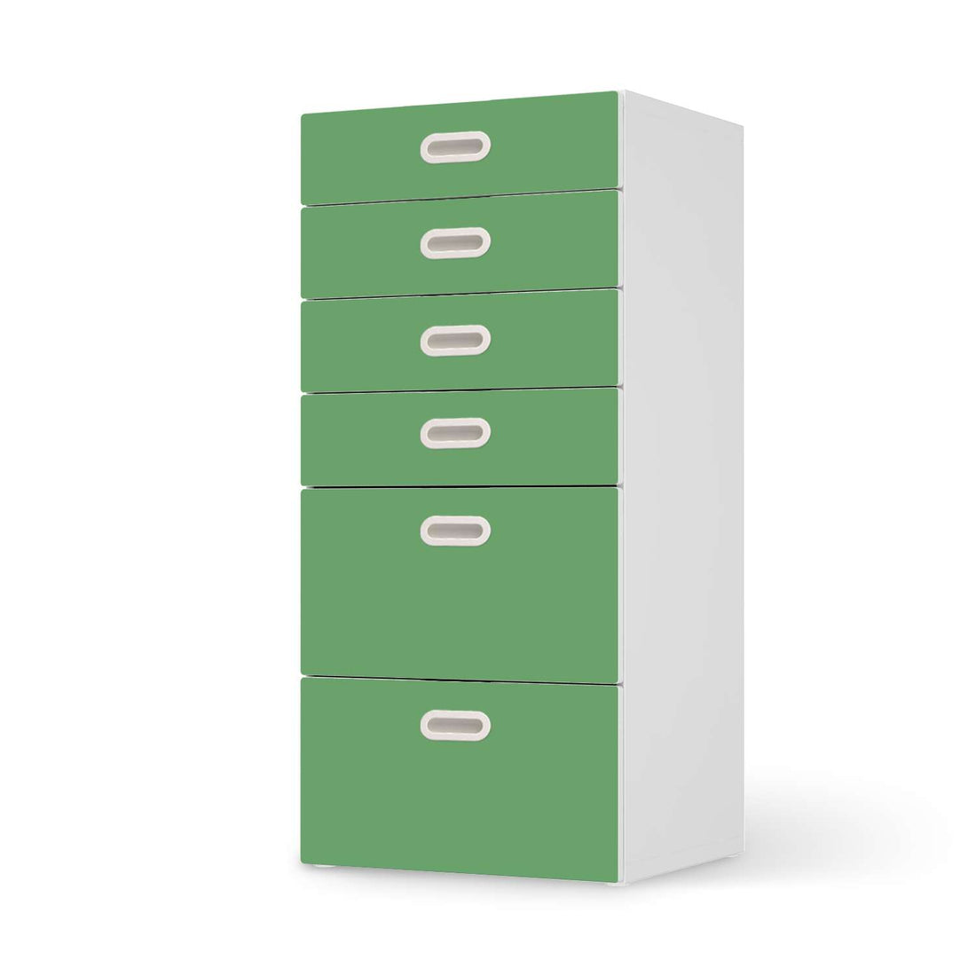 Klebefolie für Möbel Grün Light - IKEA Stuva / Fritids Kommode - 6 Schubladen  - weiss