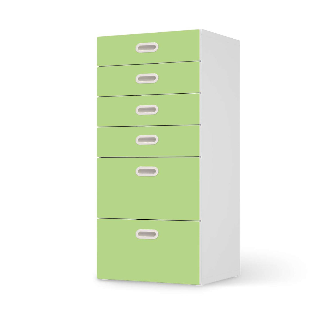 Klebefolie für Möbel Hellgrün Light - IKEA Stuva / Fritids Kommode - 6 Schubladen  - weiss