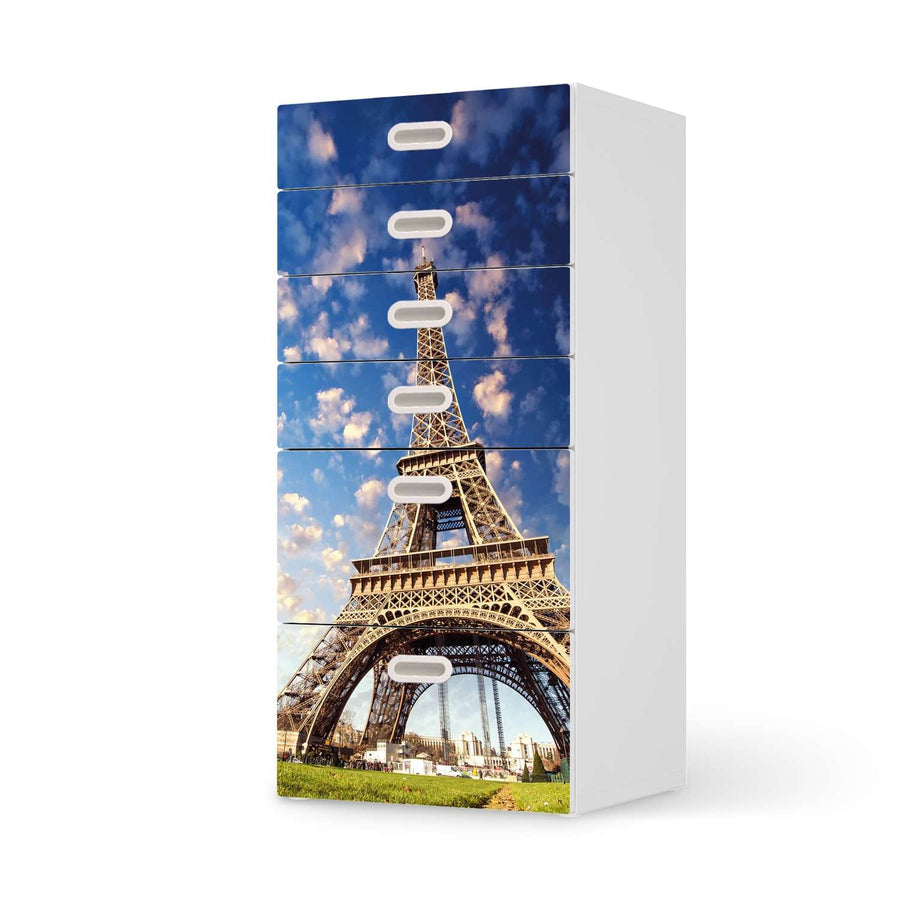 Klebefolie für Möbel La Tour Eiffel - IKEA Stuva / Fritids Kommode - 6 Schubladen  - weiss