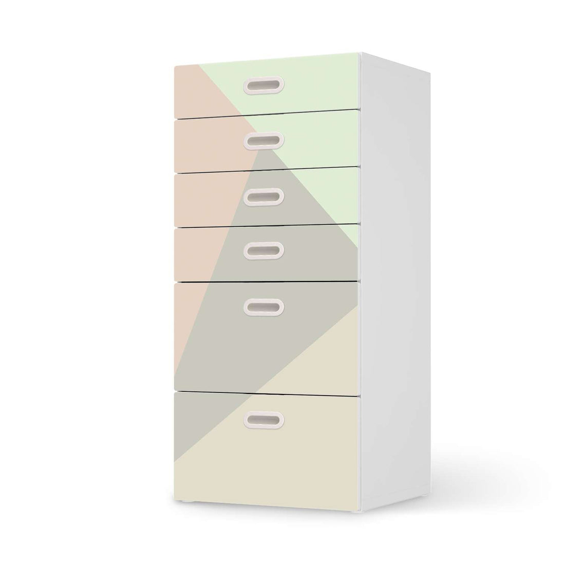 Klebefolie für Möbel Pastell Geometrik - IKEA Stuva / Fritids Kommode - 6 Schubladen  - weiss