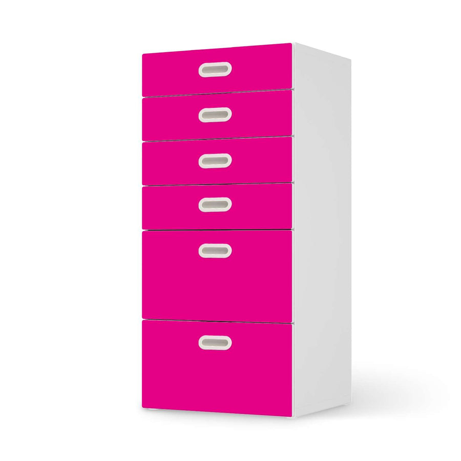 Klebefolie für Möbel Pink Dark - IKEA Stuva / Fritids Kommode - 6 Schubladen  - weiss