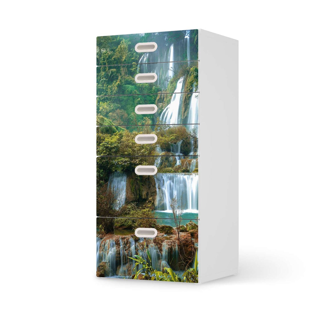 Klebefolie für Möbel Rainforest - IKEA Stuva / Fritids Kommode - 6 Schubladen  - weiss