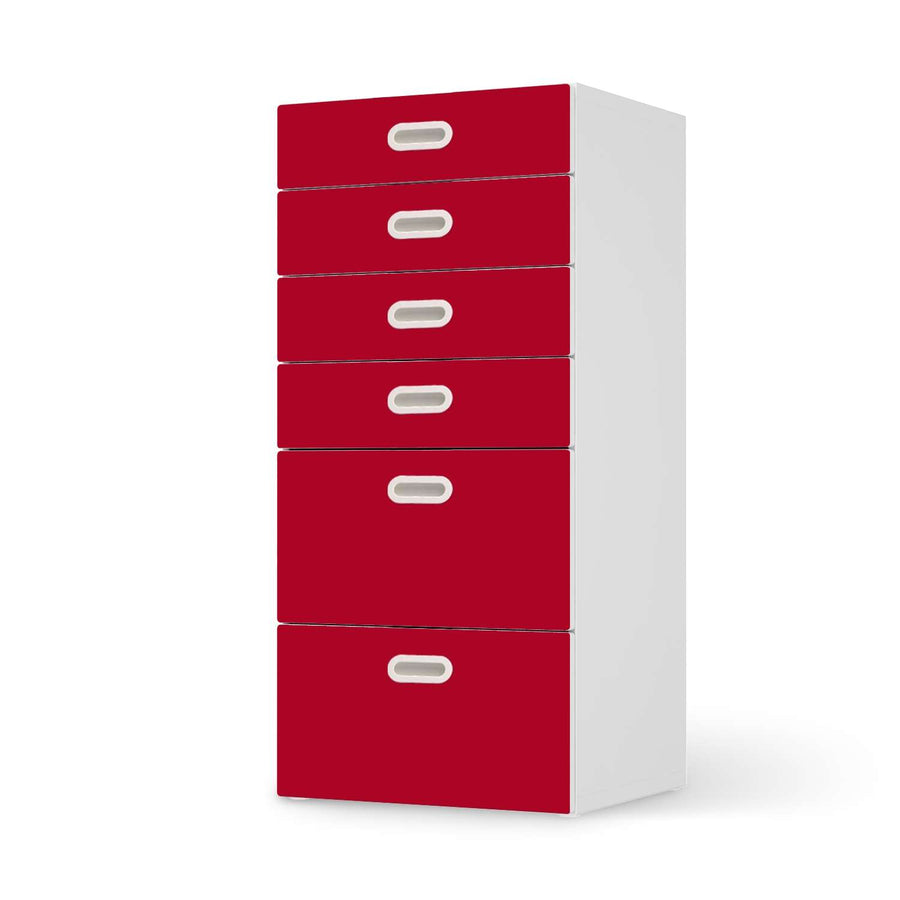 Klebefolie für Möbel Rot Dark - IKEA Stuva / Fritids Kommode - 6 Schubladen  - weiss