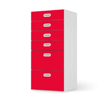 Klebefolie für Möbel Rot Light - IKEA Stuva / Fritids Kommode - 6 Schubladen  - weiss