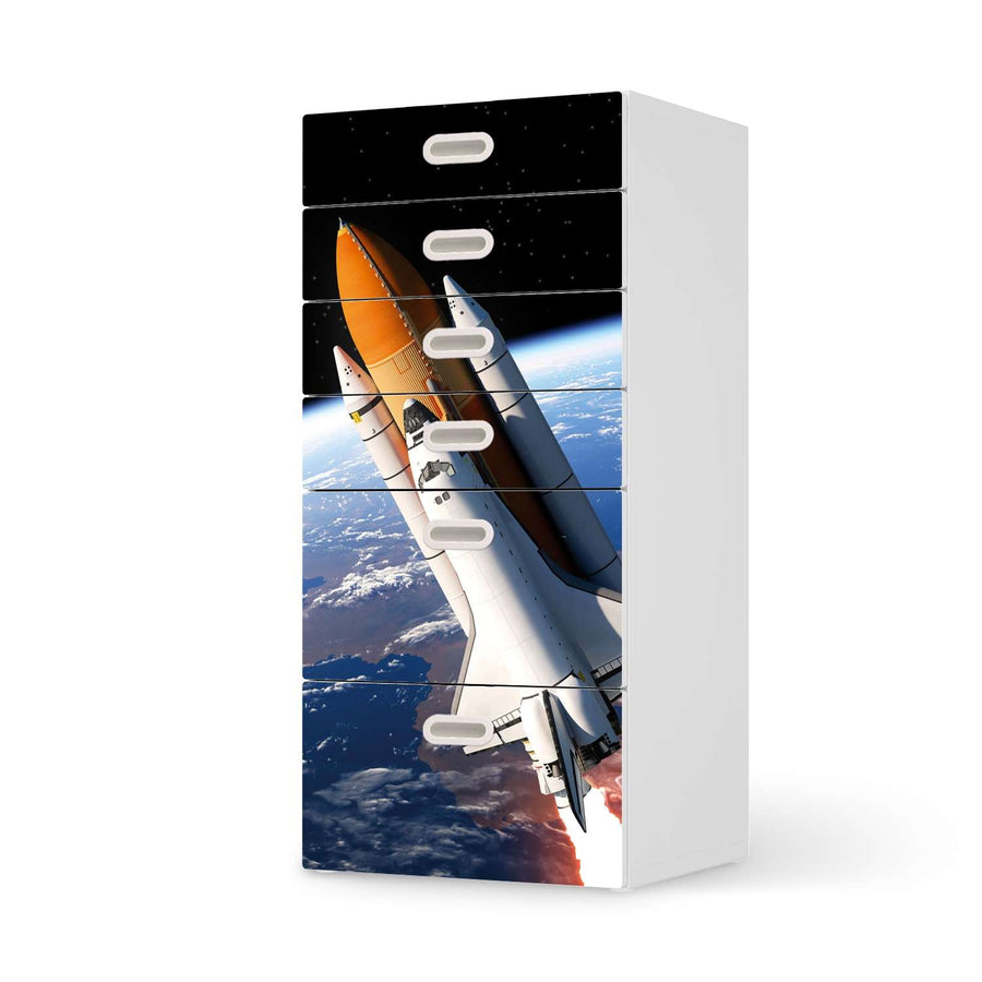 Klebefolie für Möbel Space Traveller - IKEA Stuva / Fritids Kommode - 6 Schubladen  - weiss