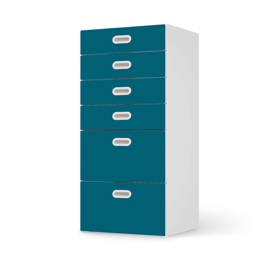 Klebefolie für Möbel Türkisgrün Dark - IKEA Stuva / Fritids Kommode - 6 Schubladen  - weiss