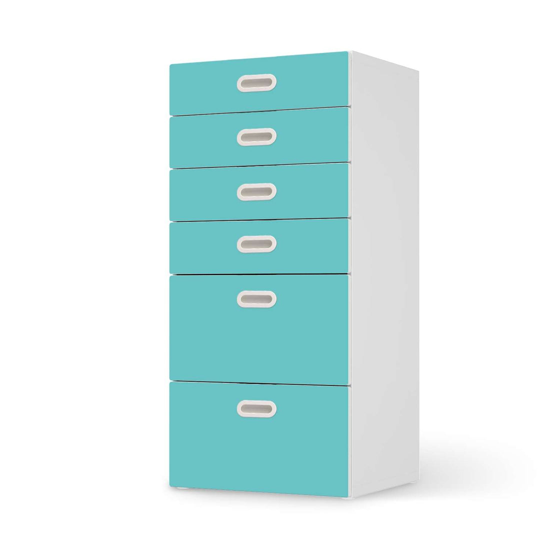 Klebefolie für Möbel Türkisgrün Light - IKEA Stuva / Fritids Kommode - 6 Schubladen  - weiss